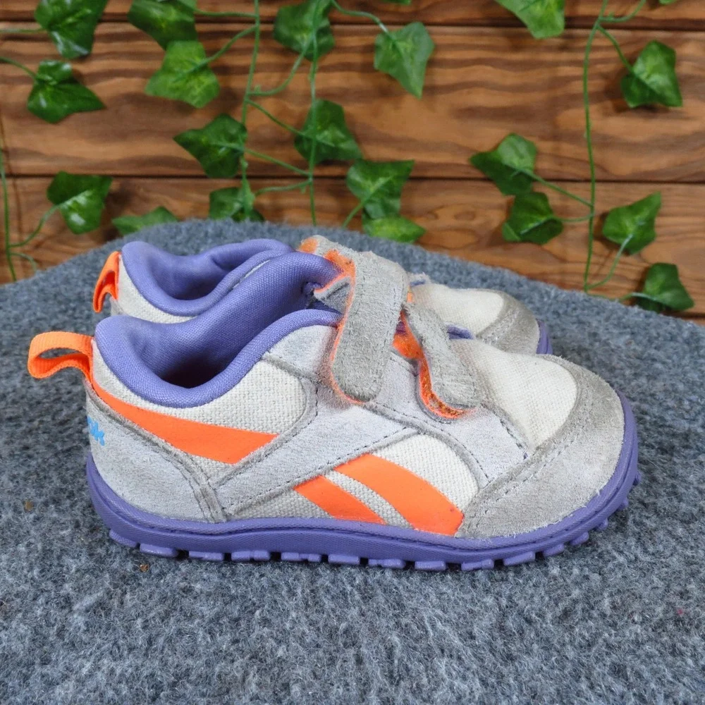 Reebok Ventureflex Toddler Sneakers Size 4 Play Shoes Grey Orange Purple